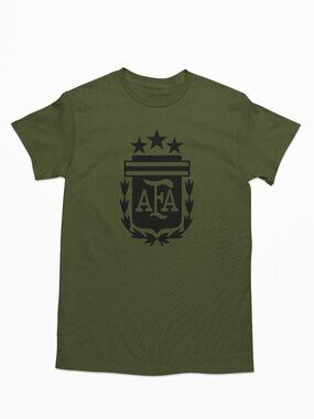NEW Argentina National Soccer Big Logo Team Color Pop T-Shirt ARMY GREEN